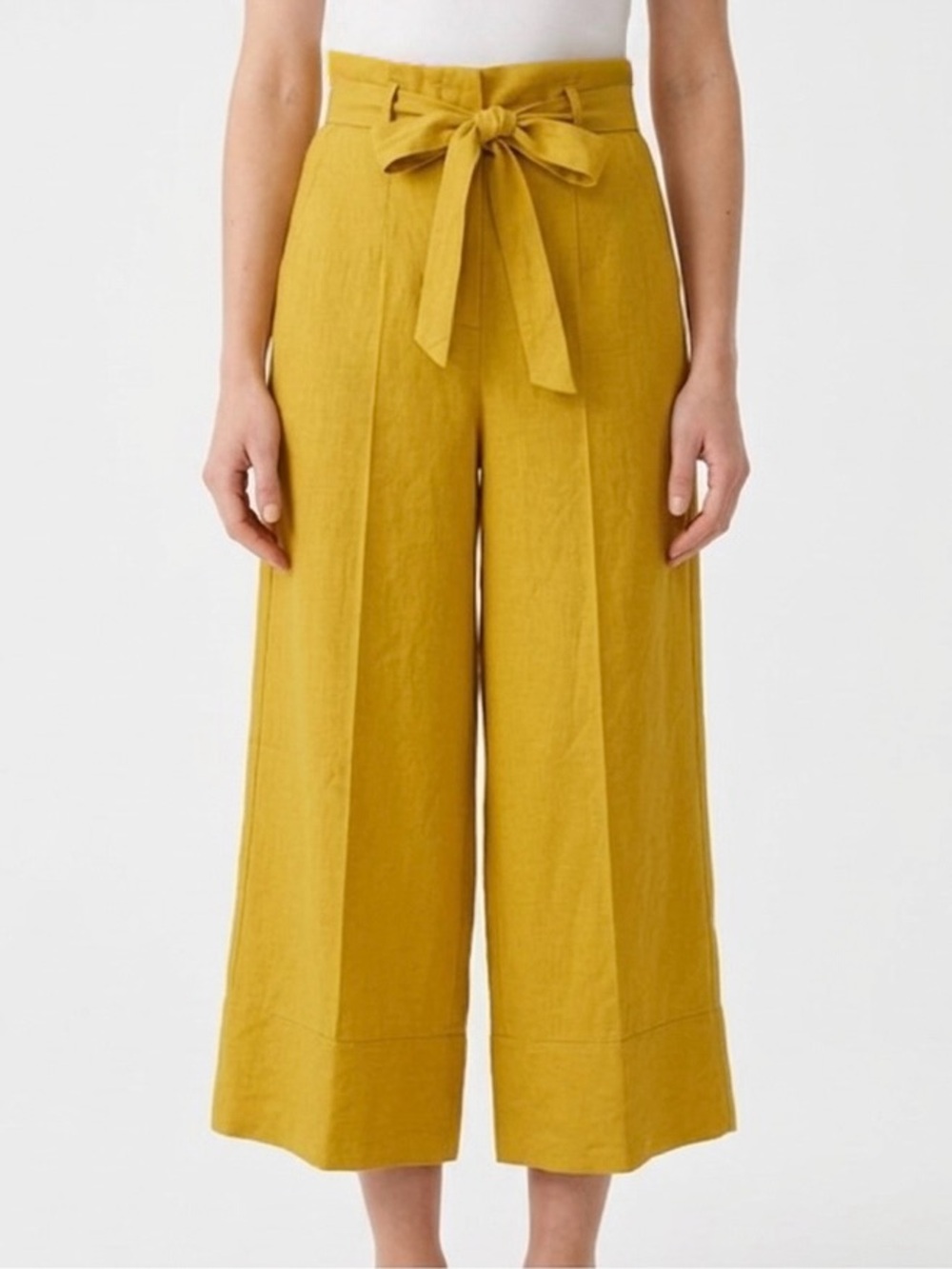 Joie Linen Blend High Waist Wide Leg Crop Pants M